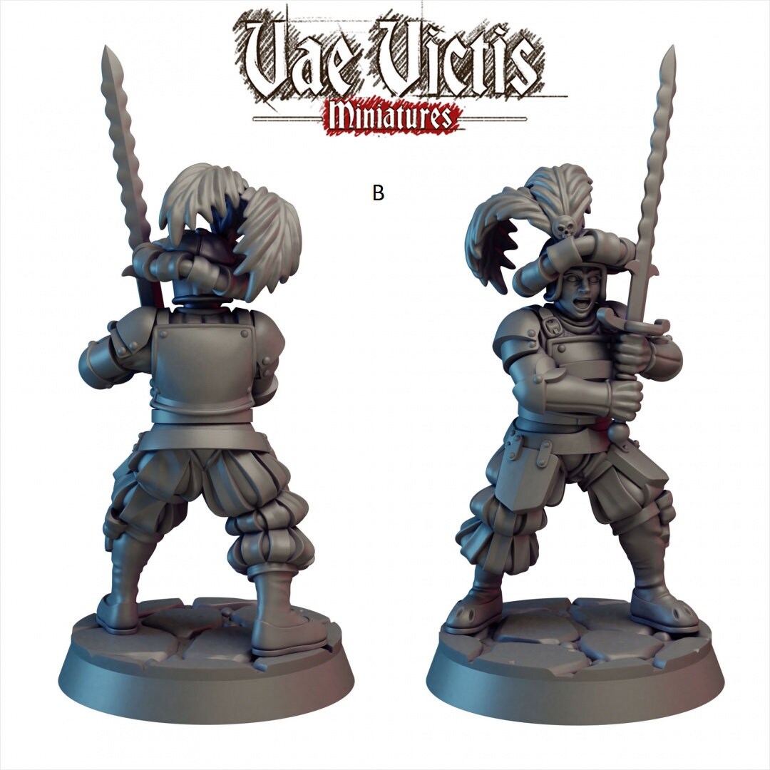 Elite Mercenaries Mini Set - Vae Victis, DnD | Townsfolk | Guards | Human | Male | Female | 28mm | Pathfinder | Fantasy | Wargaming-3