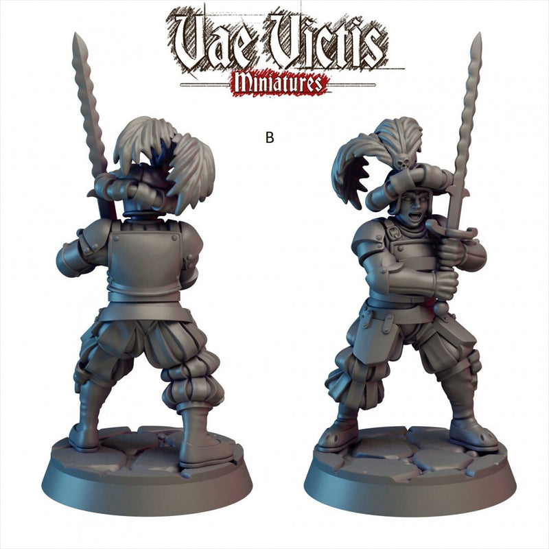Elite Mercenaries Mini Set - Vae Victis, DnD | Townsfolk | Guards | Human | Male | Female | 28mm | Pathfinder | Fantasy | Wargaming-3