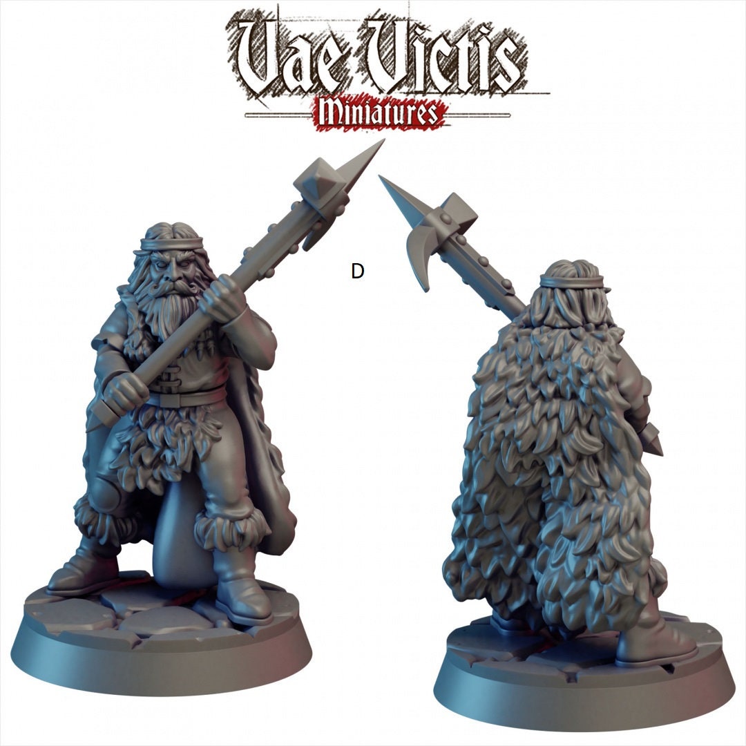 Mountain Warriors 28mm mini set - Vae Victis, DnD | Human | Male | Fighter | Barbarian | Ranger | 28mm | Pathfinder | Fantasy | Wargaming-5
