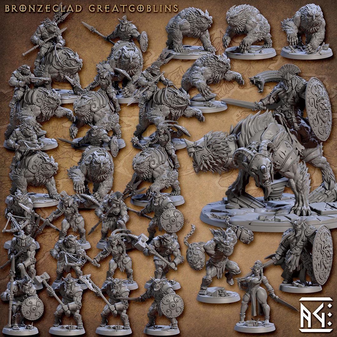 28 Greatgoblin mini set- Artisan Guild, DnD | Male | Female | Fighter | Barbarian | Hobgoblin, Pathfinder | Orc | Wargaming | Goblin | Pack-1