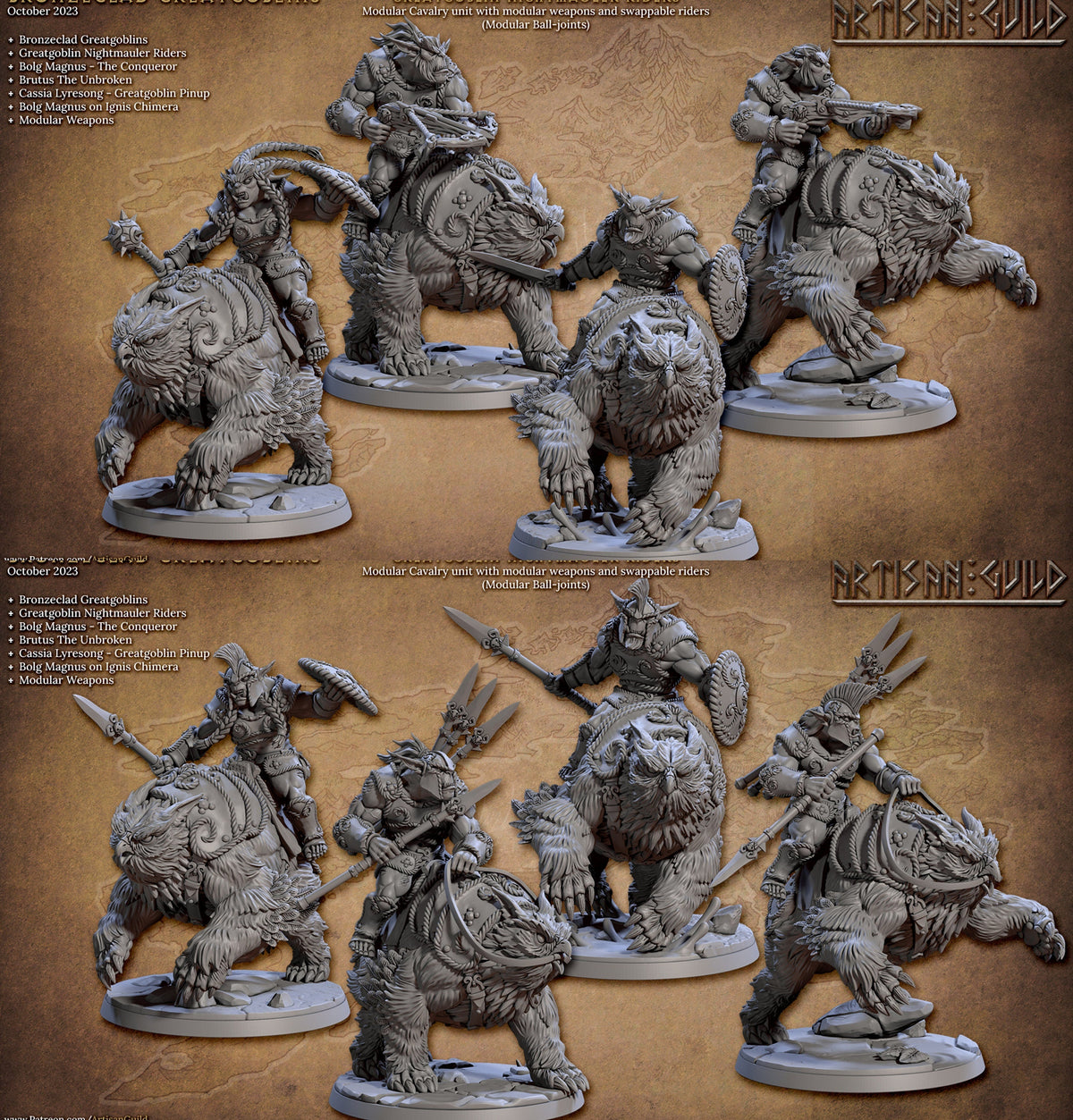 28 Greatgoblin mini set- Artisan Guild, DnD | Male | Female | Fighter | Barbarian | Hobgoblin, Pathfinder | Orc | Wargaming | Goblin | Pack-6