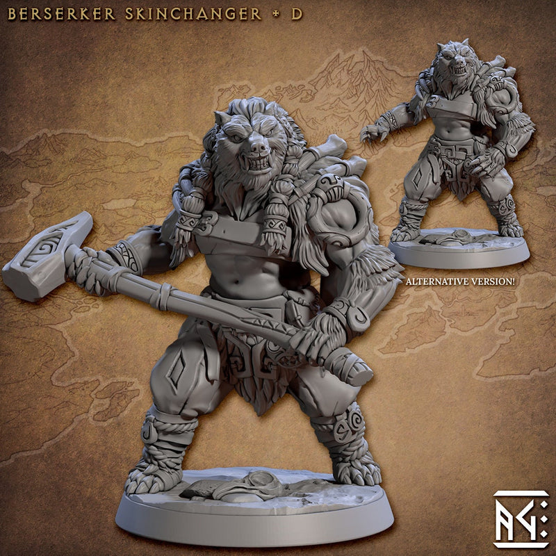 Berserker Werebear dnd Mini Set - Artisan Guild | Male | Fighter | Viking | Barbarian | Female | Pathfinder | Wargaming | Fighter, 28mm 32mm-5