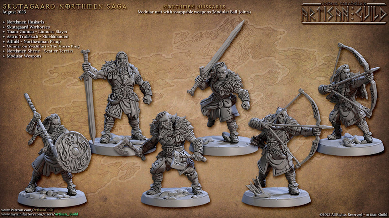 28 Viking Mini Set 1 - Artisan Guild DnD and Wargaming Miniature | Norse | Fighter | Barbarian | Ranger | Northmen, Human, Horse, Pathfinder-4