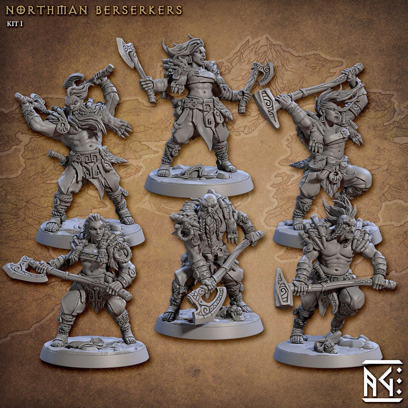 Northman Barbarians dnd Mini Set - Artisan Guild, DnD | Male | Female | Viking | Barbarian | Fighter | Pathfinder | Wargaming | 28mm 32mm-1