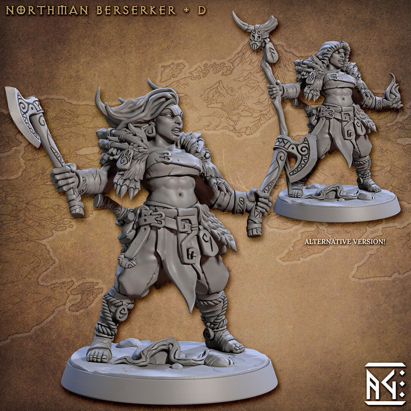 Northman Barbarians dnd Mini Set - Artisan Guild, DnD | Male | Female | Viking | Barbarian | Fighter | Pathfinder | Wargaming | 28mm 32mm-5