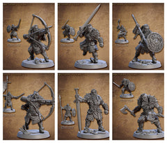 Viking Fighters dnd mini set - Artisan Guild | Male | Female | Fighter | Barbarian | Ranger | Northman | Pathfinder | Wargaming, 28mm 32mm-1