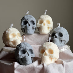 Handmade Halloween Skull Candle: Spooky Soy Wax Home Decor-1
