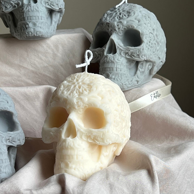 Handmade Halloween Skull Candle: Spooky Soy Wax Home Decor-3
