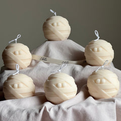 Handmade Halloween Mummy Candle | Sculptural Soy Wax Candle-1