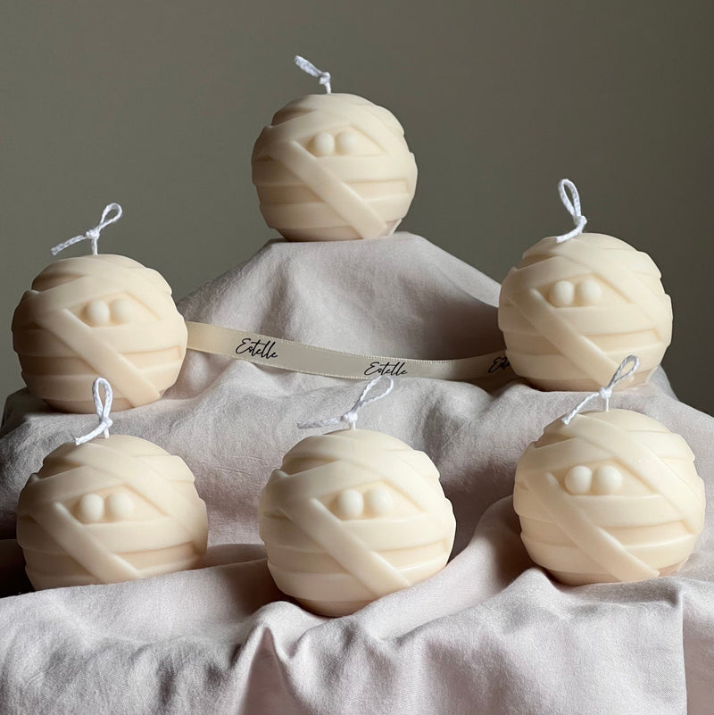 Handmade Halloween Mummy Candle | Sculptural Soy Wax Candle-1