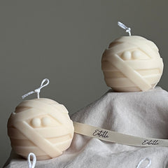 Handmade Halloween Mummy Candle | Sculptural Soy Wax Candle-3