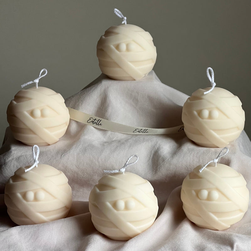 Handmade Halloween Mummy Candle | Sculptural Soy Wax Candle-4
