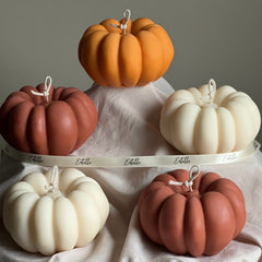 Handmade Autumn Pumpkin Candle: Sculptural Soy Wax Decor-4