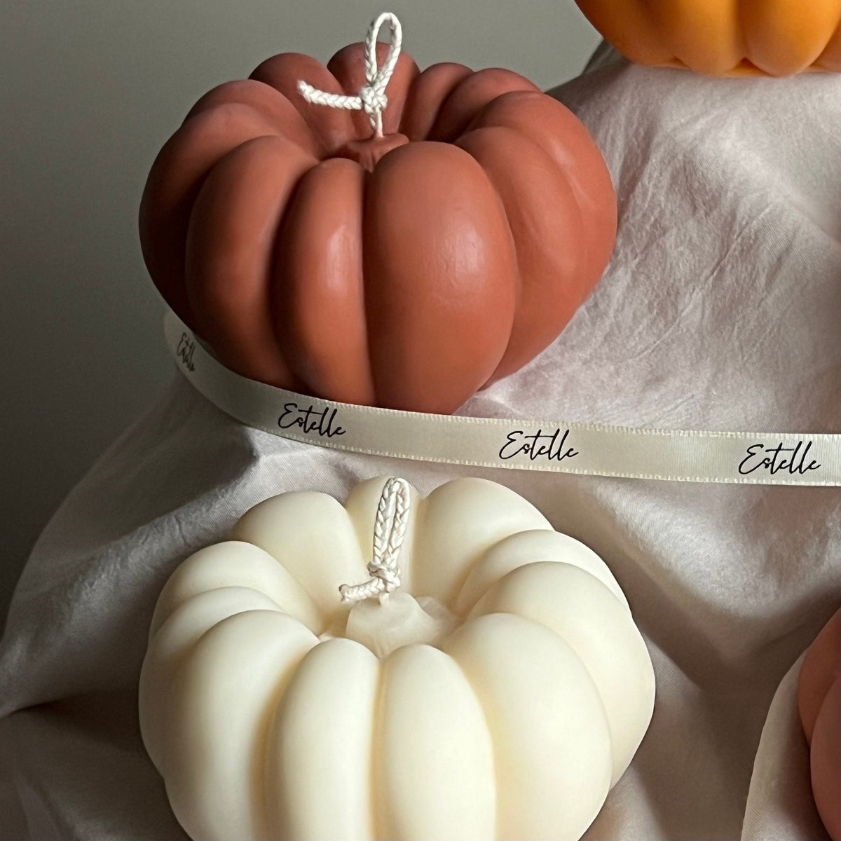 Handmade Autumn Pumpkin Candle: Sculptural Soy Wax Decor-5