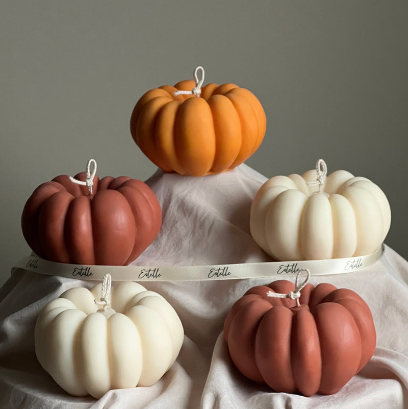 Handmade Autumn Pumpkin Candle: Sculptural Soy Wax Decor-6