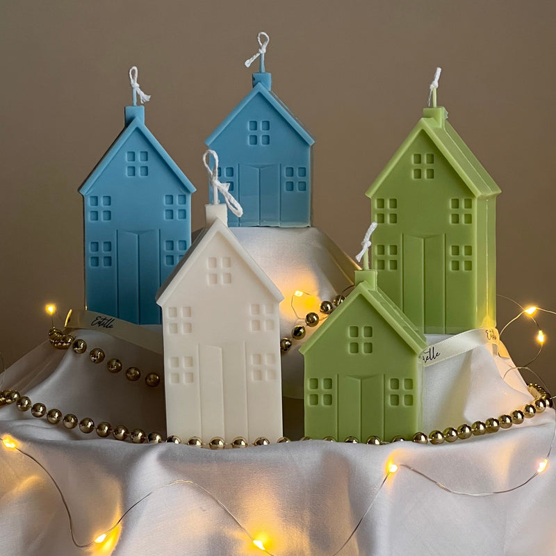 Handmade Christmas House Soy Candle: Holiday Home Decor-3