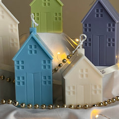 Handmade Christmas House Soy Candle: Holiday Home Decor-4