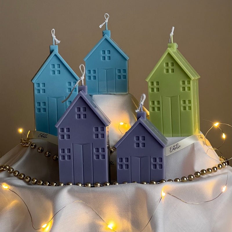 Handmade Christmas House Soy Candle: Holiday Home Decor-5