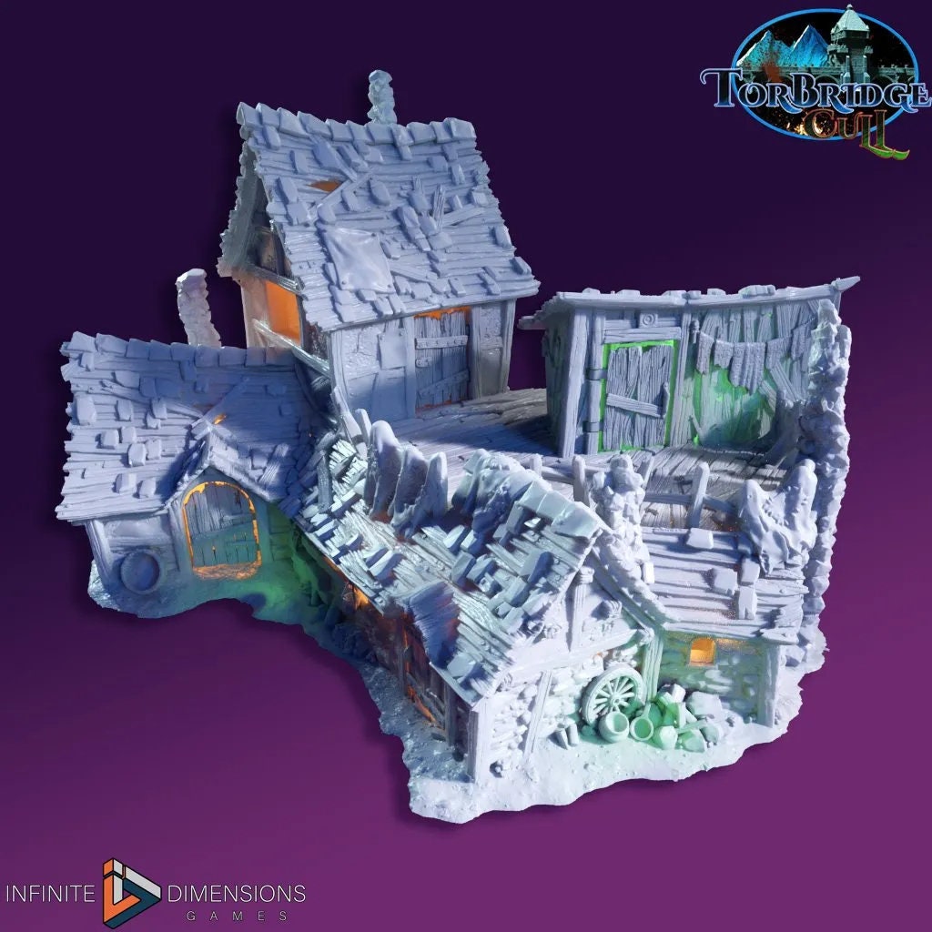 Slum Tenement B Miniature Building set - Dnd, Wargaming, Model Train | Village | Town | Medieval | Fantasy | D&D | Terrain | Torbridge Cull-2