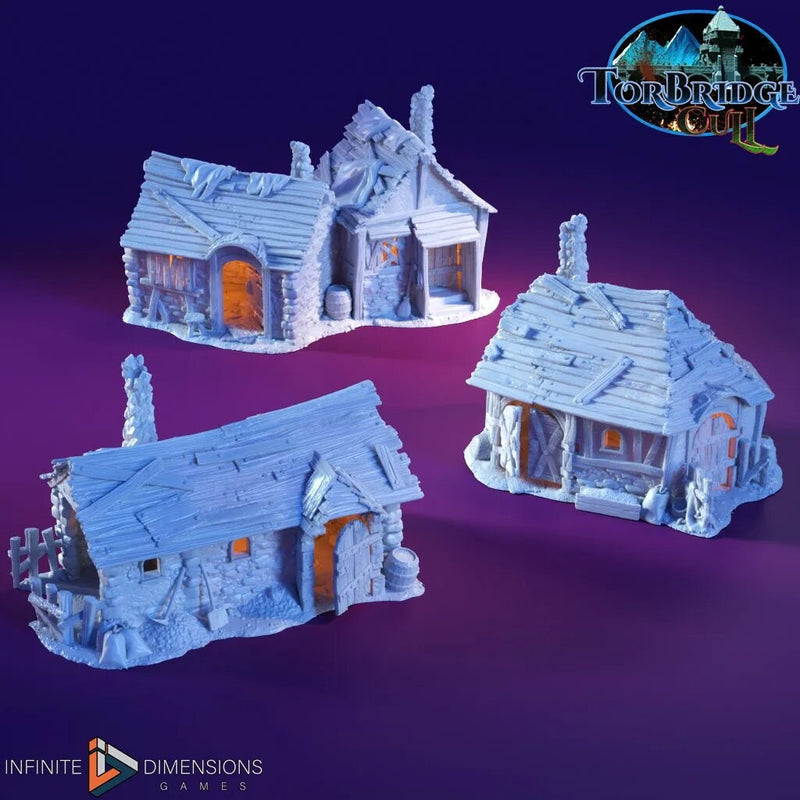 The Slum Shacks Miniature Building set - Dnd, Wargaming, Model Train | Village | Shanty | Medieval | Fantasy | D&D | Terrain | Torbridge-1