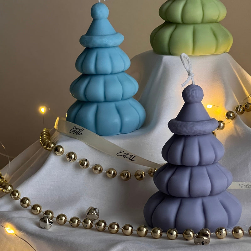 Christmas Tree Soy Candle with Hat: Handmade Holiday Decor-2