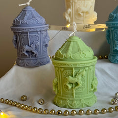 Hand Poured Christmas Carousel Soy Candle: Festive Decor-3