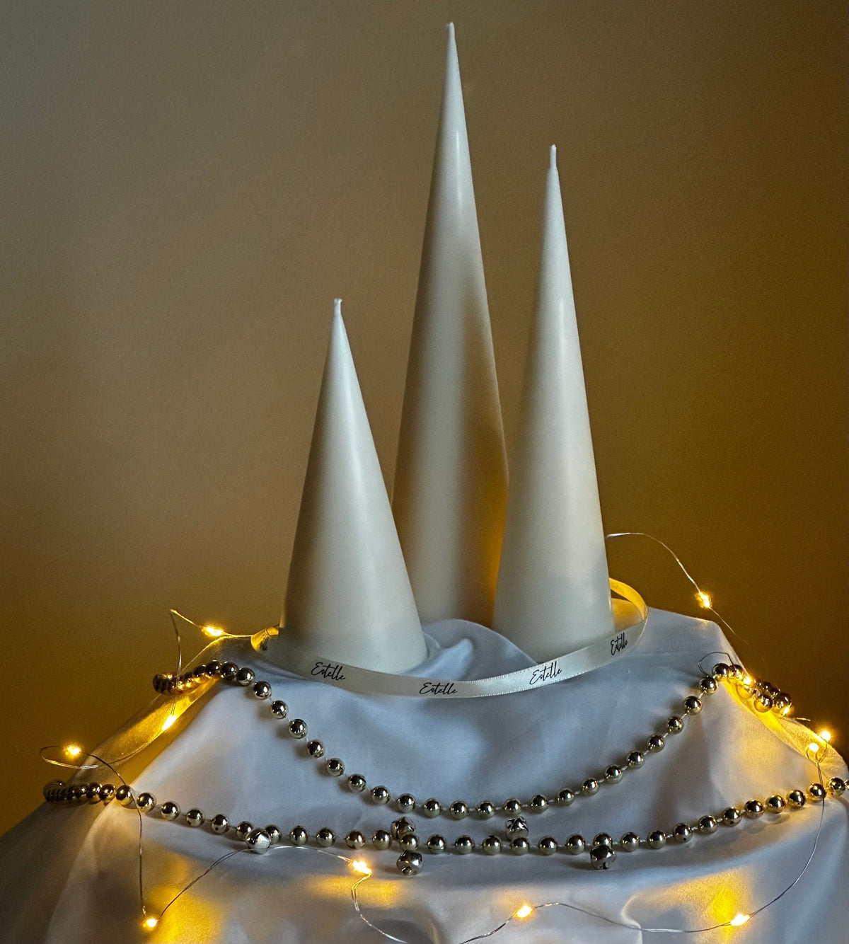 Minimalist Christmas Cone Candle Set: Hand Poured Soy Wax Decor-1