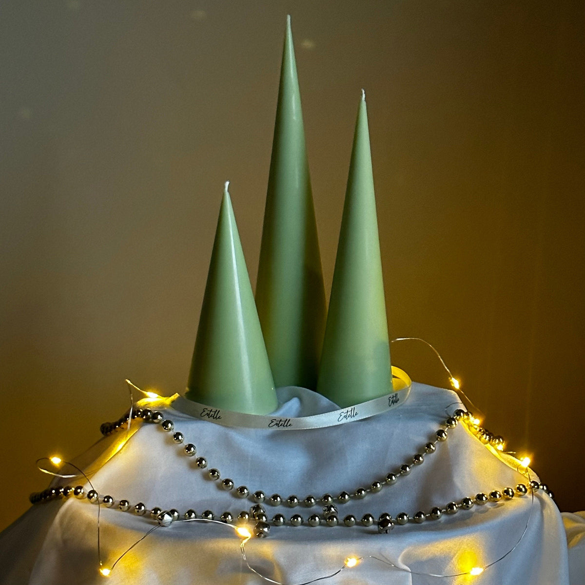 Minimalist Christmas Cone Candle Set: Hand Poured Soy Wax Decor-2