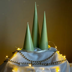 Minimalist Christmas Cone Candle Set: Hand Poured Soy Wax Decor-2