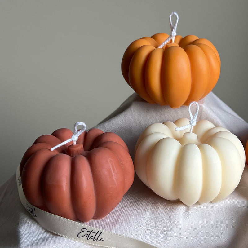 Handmade Autumn Pumpkin Soy Wax Candle: Spooky Season Decor-3