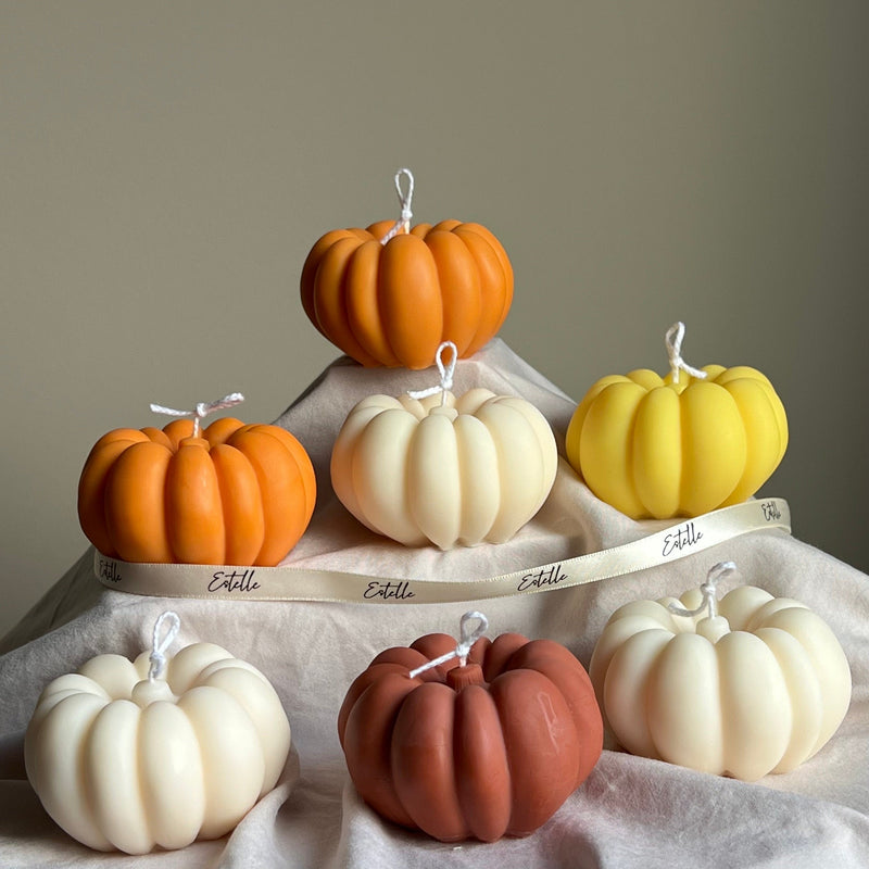 Handmade Autumn Pumpkin Soy Wax Candle: Spooky Season Decor-4