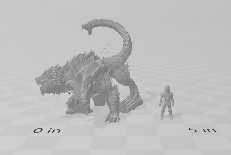 Chimera mini - Artisan Guild, DnD | Lion | Goat | Snake | Animal | Monstrosity | Pathfinder | Wargaming | Huge | Underdark, Grassland, Hill-2