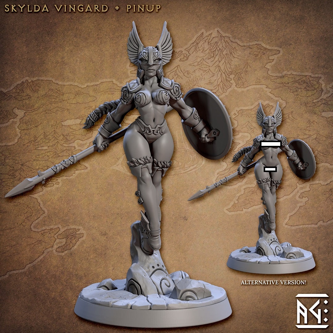 Female Viking Fighter dnd mini - Artisan Guild, DnD | Female | Fighter | Barbarian | Melee | Pathfinder | Wargaming | Warrior | 32mm