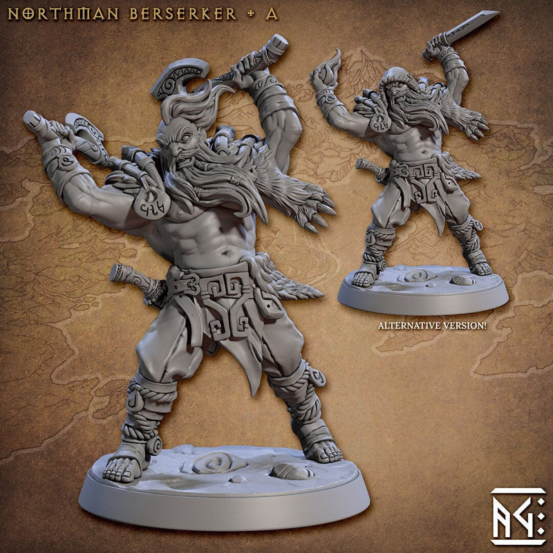 Northman Barbarians dnd Mini Set - Artisan Guild, DnD | Male | Female | Viking | Barbarian | Fighter | Pathfinder | Wargaming | 28mm 32mm-2