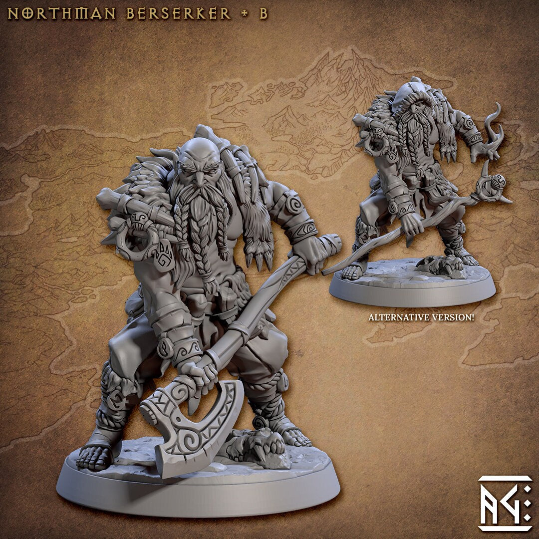 Northman Barbarians dnd Mini Set - Artisan Guild, DnD | Male | Female | Viking | Barbarian | Fighter | Pathfinder | Wargaming | 28mm 32mm-3