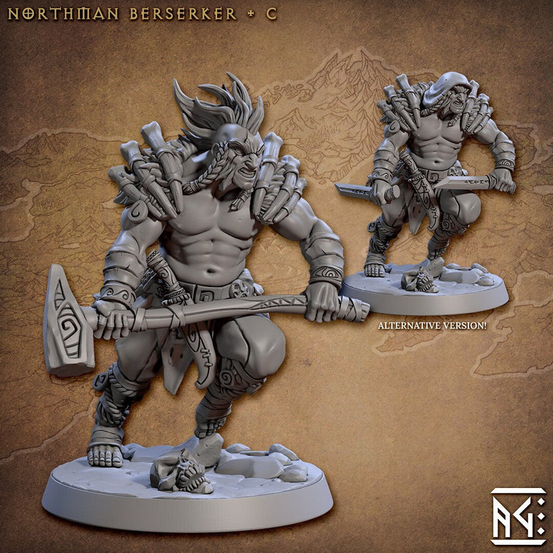 Northman Barbarians dnd Mini Set - Artisan Guild, DnD | Male | Female | Viking | Barbarian | Fighter | Pathfinder | Wargaming | 28mm 32mm-4