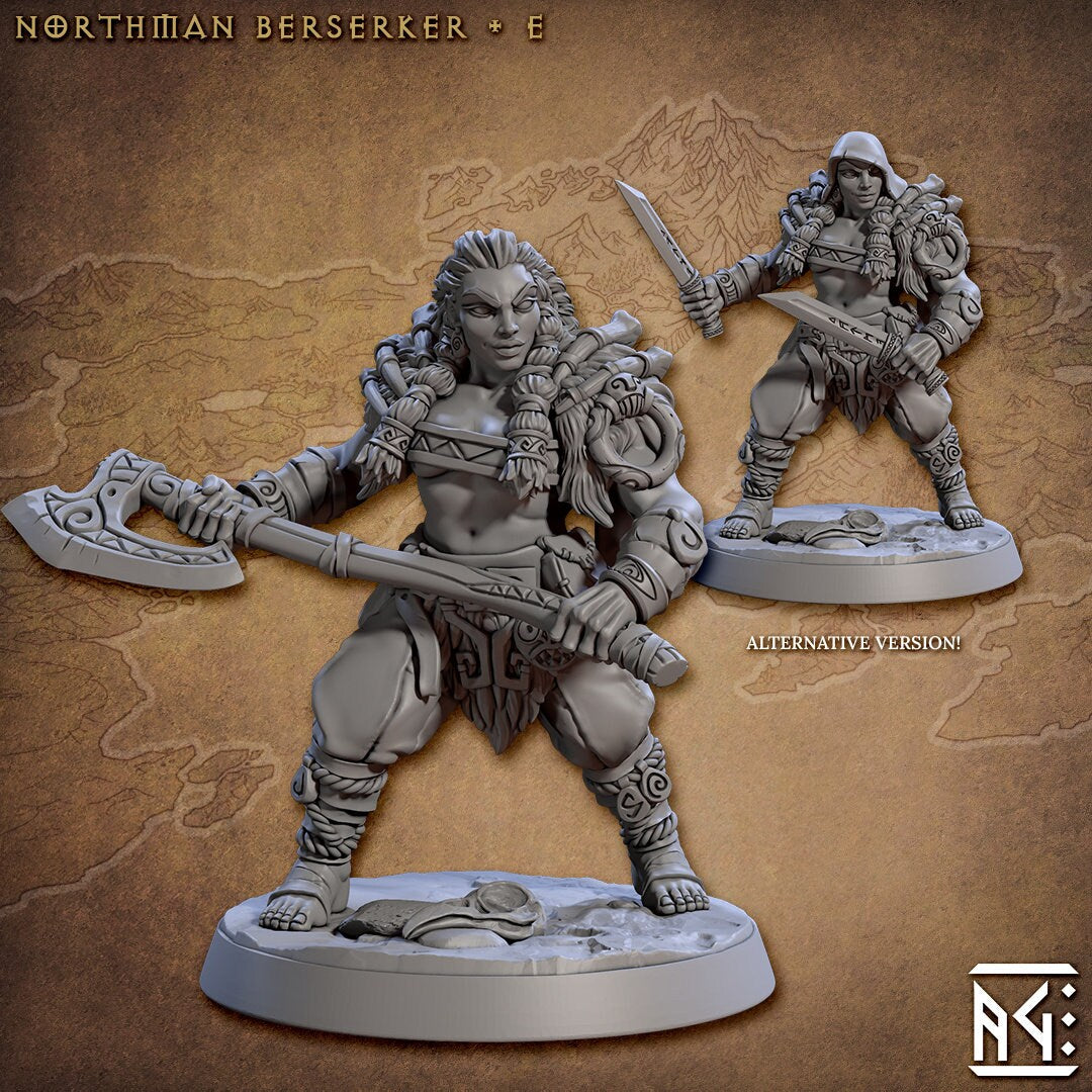 Northman Barbarians dnd Mini Set - Artisan Guild, DnD | Male | Female | Viking | Barbarian | Fighter | Pathfinder | Wargaming | 28mm 32mm-6
