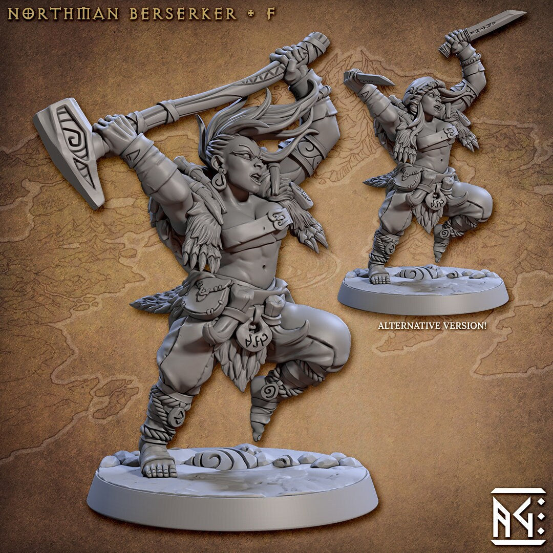 Northman Barbarians dnd Mini Set - Artisan Guild, DnD | Male | Female | Viking | Barbarian | Fighter | Pathfinder | Wargaming | 28mm 32mm-7