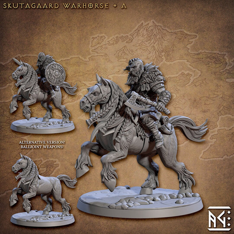Northmen Riders dnd mini set - Viking | Norse | Male | Female | Fighter | Barbarian | Fantasy, Warhorse | Pathfinder | Wargaming, 28mm 32mm-2