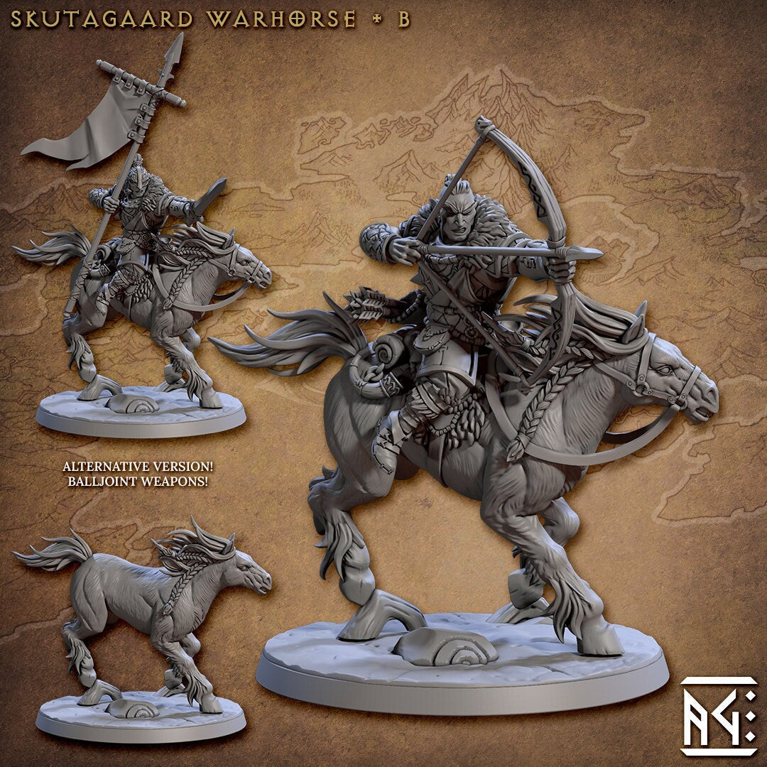 Northmen Riders dnd mini set - Viking | Norse | Male | Female | Fighter | Barbarian | Fantasy, Warhorse | Pathfinder | Wargaming, 28mm 32mm-3