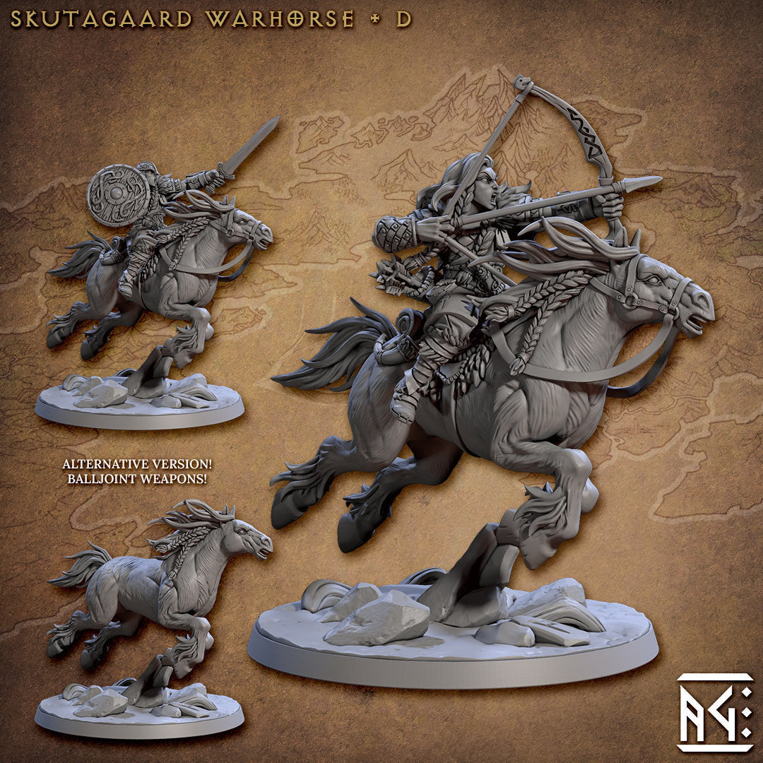 Northmen Riders dnd mini set - Viking | Norse | Male | Female | Fighter | Barbarian | Fantasy, Warhorse | Pathfinder | Wargaming, 28mm 32mm-5