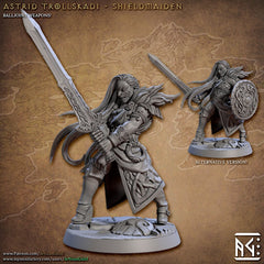 Female Fighter dnd Viking mini - Norse | Male | Heroine | Fighter | Barbarian | Fantasy, Human| Pathfinder | Wargaming, 28mm 32mm-3