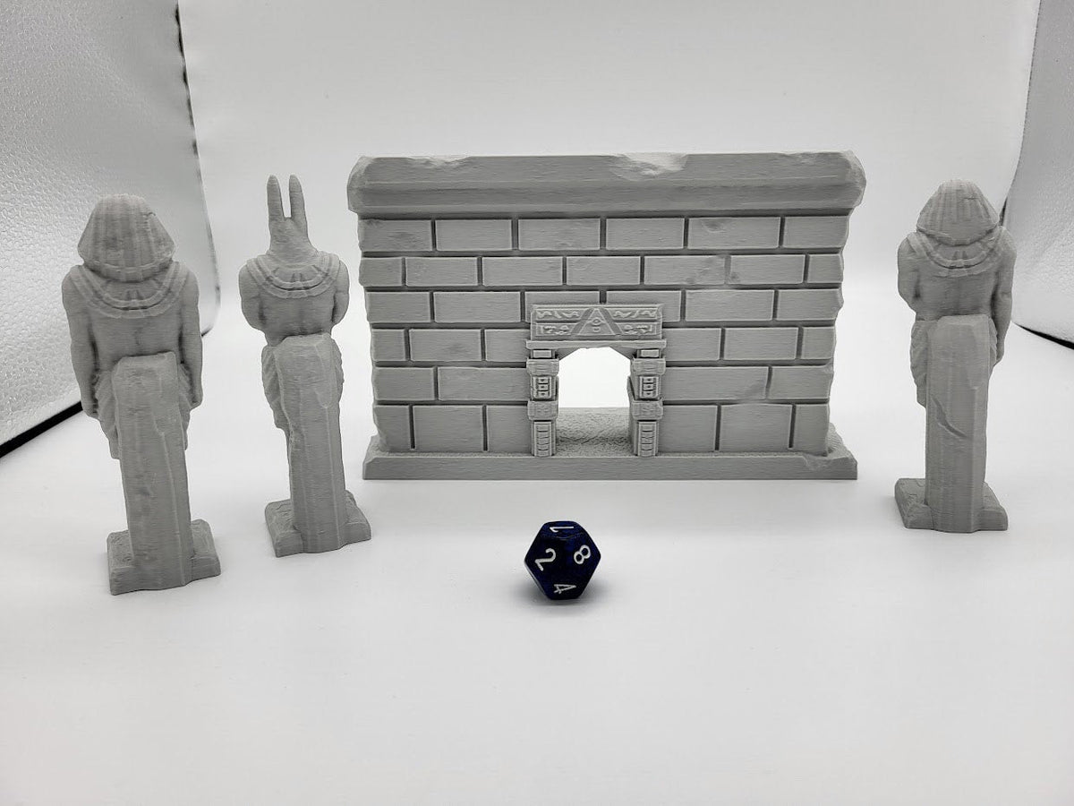 Egyptian Temple Facade / statues - DND and Wargaming Terrain, EC3D - Desert Miniatures | Temple | Sand | Dunes, Scatter Scenery, Pathfinder-2