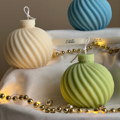 Swirl Christmas Bauble Soy Candle: Handmade Holiday Decor-2
