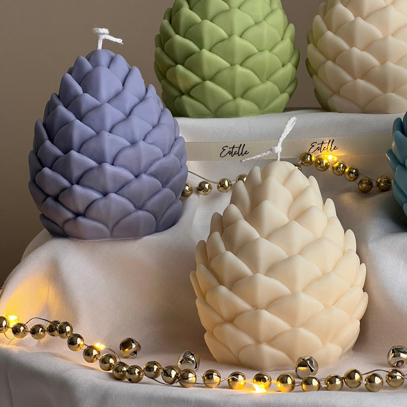 Handmade Pine Cone Soy Candle: Christmas Home Decor-5