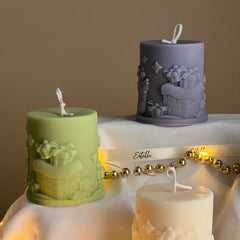 Handmade Christmas Pillar Candle: Festive Home Decor-4