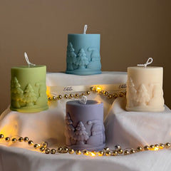 Handmade Snowman Soy Pillar Candle: Christmas Home Decor-1