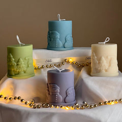 Handmade Snowman Soy Pillar Candle: Christmas Home Decor-2