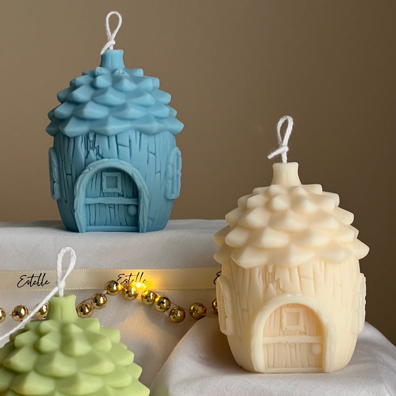 Pine Cone House Candle: Handmade Soy Christmas Decor-4