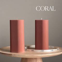 Ribbed Pillar Soy Wax Candle | Handmade Home Decor-3
